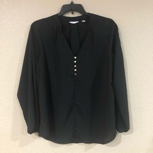 ✨Black Blouse with gold accent buttons✨